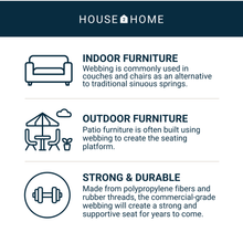 Load image into Gallery viewer, Webbing for Lawn Chairs and Furniture, Upholstery Webbing to Repair Couch Supports for Sagging Cushions, 2 Inch Wide by 60 Foot Roll 20% Stretch Elastic Chair Webbing Replacement