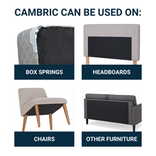 Load image into Gallery viewer, Upholstery Black Cambric Dust Cover for Furniture, Box Spring Foundations- 60 Inch x 3 Yard