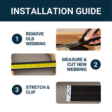 Load image into Gallery viewer, Webbing for Lawn Chairs and Furniture, Upholstery Webbing to Repair Couch Supports for Sagging Cushions, 2 Inch Wide by 40 Foot Roll 20% Stretch Elastic Chair Webbing Replacement