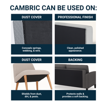 Load image into Gallery viewer, House2Home Full Box Spring Dust Cover for Bed Box Spring Repair, Heavy Duty 2.4 oz. Black Cambric Cloth, Replacement Box Spring Cover